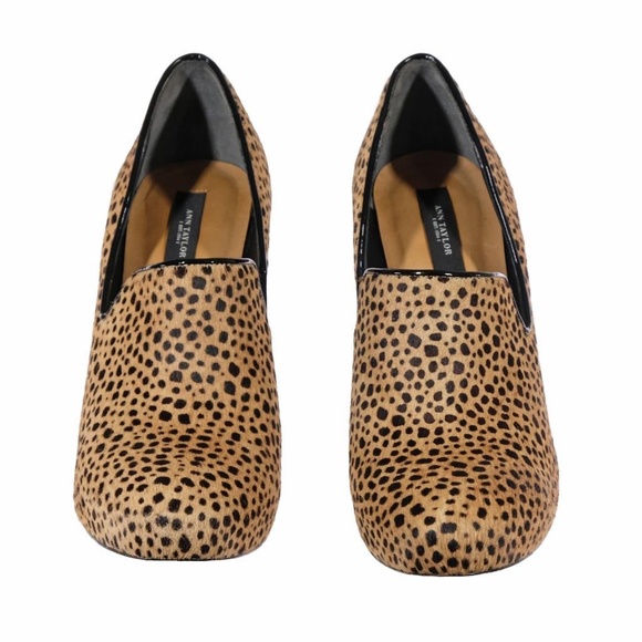 Worn 1x ANN TAYLOR Sz. 8.5 M Heels Pumps Platform Cheetah Print Horsehair - Picture 5 of 7
